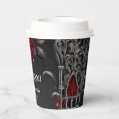 Wunderschönes dunkelgotisches Hochzeitsdesign. Pappbecher (Rückseite)