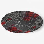 Wunderschönes dunkelgotisches Hochzeitsdesign. Pappteller (Schrägansicht)