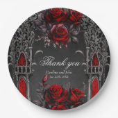 Wunderschönes dunkelgotisches Hochzeitsdesign. Pappteller (Vorderseite)