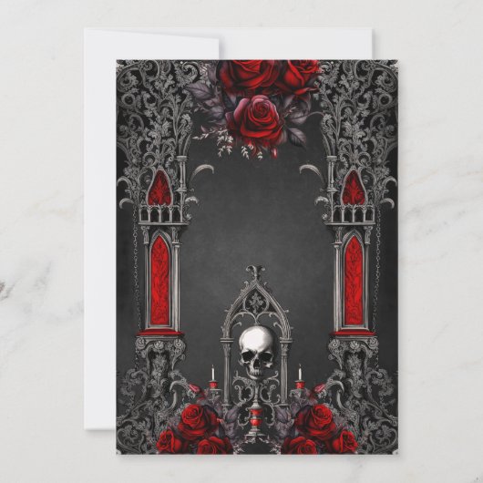 Wunderschönes dunkelgotisches Hochzeitsdesign Save The Date (Rückseite)