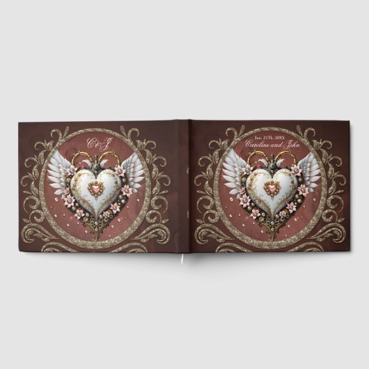 Wunderschönes, edles Steampunkherz mit Flügeln. Gästebuch (Voll)