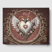 Wunderschönes, edles Steampunkherz mit Flügeln. Gästebuch (Rückseite)