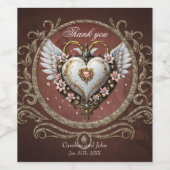 Wunderschönes, edles Steampunkherz mit Flügeln. Weinetikett (Einzelnes Label)