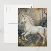 Wunderschönes Einhorn im Wald Postkarte (Vorne/Hinten)