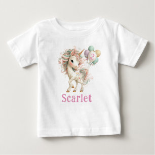 Wunderschönes Einhorn mit Luftballons Geburtstags- Baby T-shirt