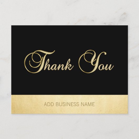 Wunderschönes elegantes Gold Black Business Postkarte (Vorderseite)