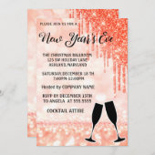 Wunderschönes, elegantes, rosa Neujahrsglas Einladung (Vorne/Hinten)
