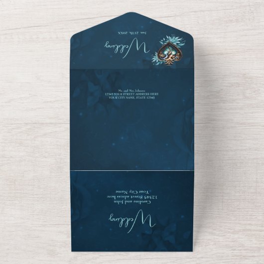 Wunderschönes elegantes Steampunkherz. All In One Einladung (Außenbereich)