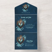 Wunderschönes elegantes Steampunkherz. All In One Einladung (Innen Boden)