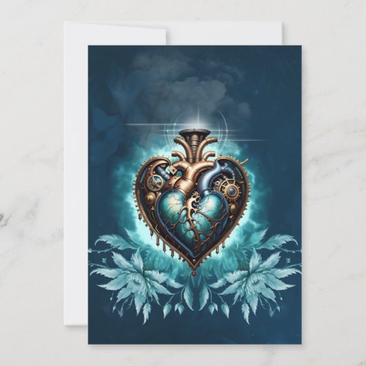 Wunderschönes elegantes Steampunkherz. Save The Date (Rückseite)