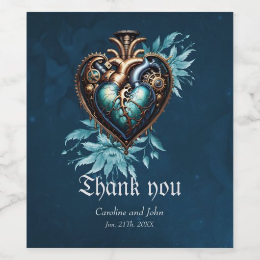 Wunderschönes elegantes Steampunkherz. Weinetikett (Einzelnes Label)