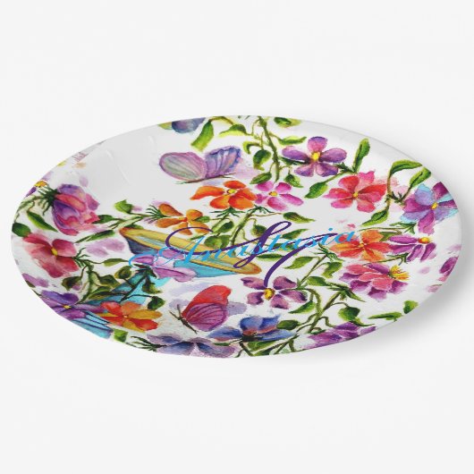 WUNDERSCHÖNES FAIRY-ÄHNLICHES BAD-MONOGRAM-PARTY PAPPTELLER (Schrägansicht)