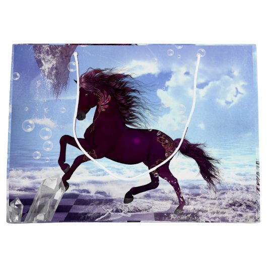 Wunderschönes Fantasy-Pferd am Strand Große Geschenktüte (Vorderseite)