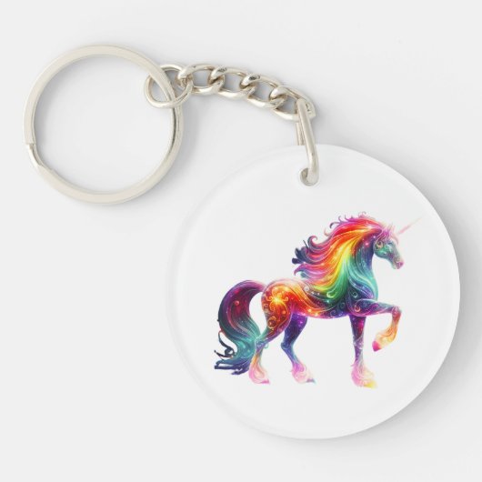 Wunderschönes Farbige Einhorn Schlüsselanhänger (Vorderseite)