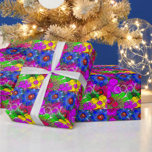 Wunderschönes Farbintensives Erstaunliches Blumenm Geschenkpapier