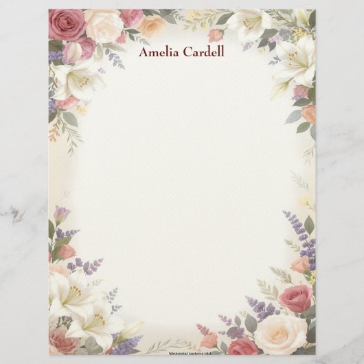 Wunderschönes florales Sprühpapier Briefbogen (Vorderseite)