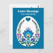 🐤 Wunderschönes Folklore Blaue Pysanka Osterei Postkarte (Vorne/Hinten)