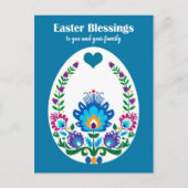 🐤 Wunderschönes Folklore Blaue Pysanka Osterei Postkarte (Vorderseite)