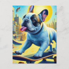 Wunderschönes französisches Bulldogard-Skateboarde Postkarte