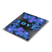 Wunderschönes Galactic Blue Love Textmuster Design Fliese (Seite)