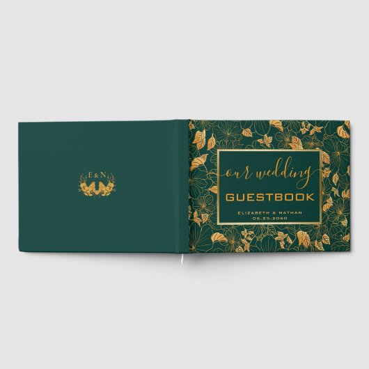 Wunderschönes Gästebuch von Emerald Green & Gold (Voll)