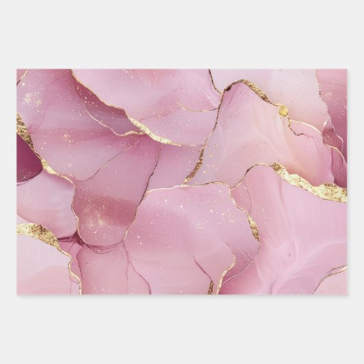 Wunderschönes Gold Abstrakt Blush Pink Brautparty Geschenkpapier Set (Vorderseite 2)