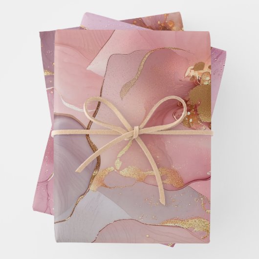 Wunderschönes Gold Abstrakt Blush Pink Brautparty Geschenkpapier Set (Beispiel)