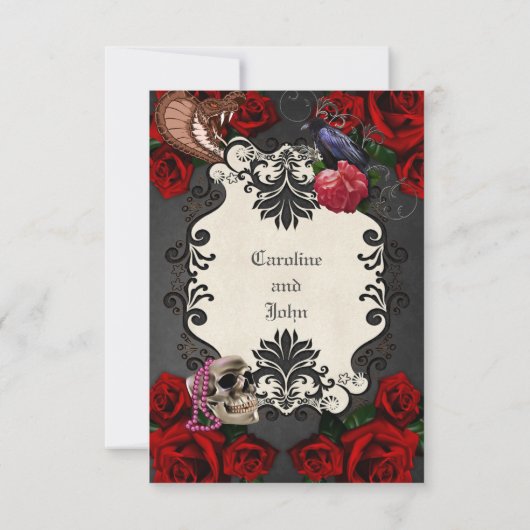 Wunderschönes gotisches Design RSVP Karte (Rückseite)