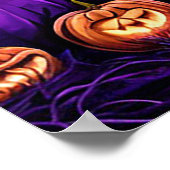 Wunderschönes Halloween-Abend mit glühenden Kürbis Poster (Ecke)