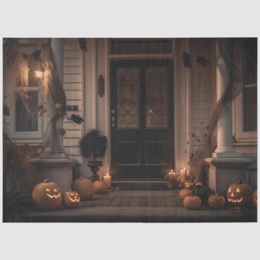 Wunderschönes Halloween-Dekor mit Jack-o'-Laternen Seidenpapier (Vorderseite)