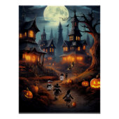Wunderschönes Halloween-Dorf mit Trick oder Treate Poster (Vorderseite)