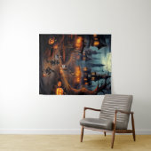 Wunderschönes Halloween-Dorf mit Trick oder Treate Wandteppich (Beispiel (Horizontal))