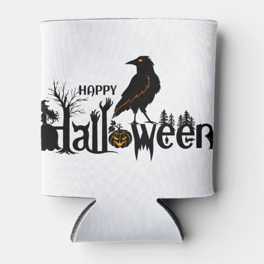 Wunderschönes Halloween mit Crow-Illustration Dosenkühler (Vorderseite)