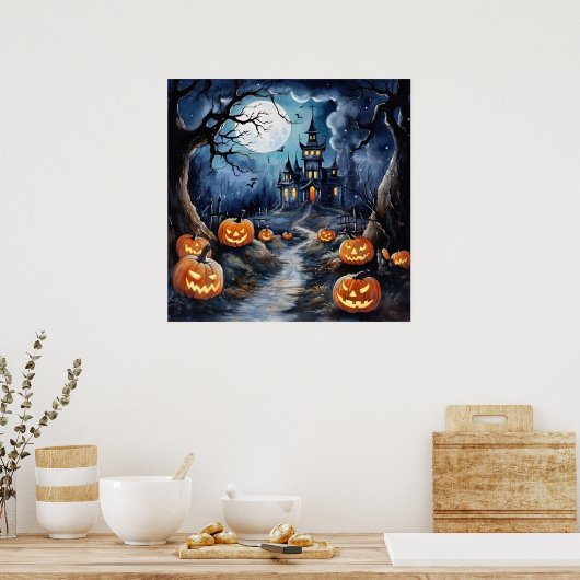 Wunderschönes Halloween Night Poster (Küche)