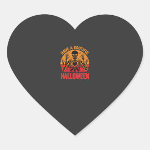 Wunderschönes Halloween-Skelett-Herz Retro-Sonnenu Herz-Aufkleber