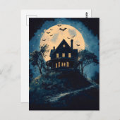 Wunderschönes Haus auf einem Hügel, Halloween-Konz Postkarte (Vorne/Hinten)
