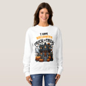 Wunderschönes Haus mit Kürbis und Gespenstern Sweatshirt (Vorne ganz)