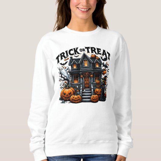 Wunderschönes Haus mit Kürbis und Gespenstern Sweatshirt (Vorderseite)