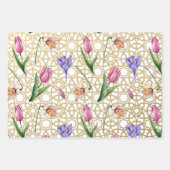 Wunderschönes Indigo & Gold Frühjahrsblüte Geschenkpapier Set (Vorderseite)