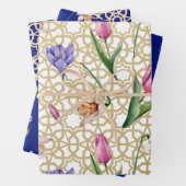 Wunderschönes Indigo & Gold Frühjahrsblüte Geschenkpapier Set (Beispiel)