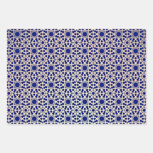 Wunderschönes Indigo & Gold Frühjahrsblüte Geschenkpapier Set (Vorderseite 3)