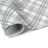 Wunderschönes, kariertes Muster grauweißer Farbe Geschenkpapier (Rolleneckpunkt)