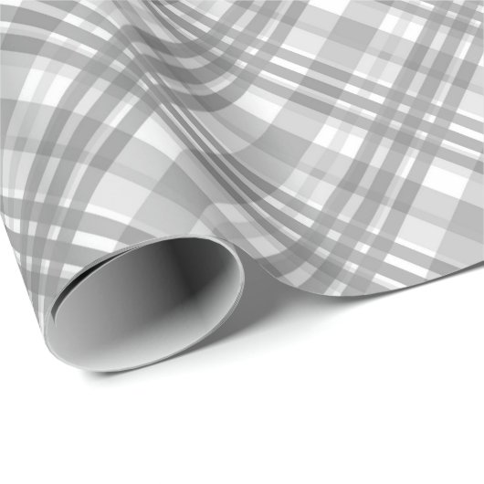 Wunderschönes, kariertes Muster grauweißer Farbe Geschenkpapier (Rolleneckpunkt)