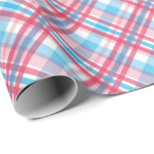 Wunderschönes, kariertes Muster in blauem Rosa Geschenkpapier (Rolleneckpunkt)