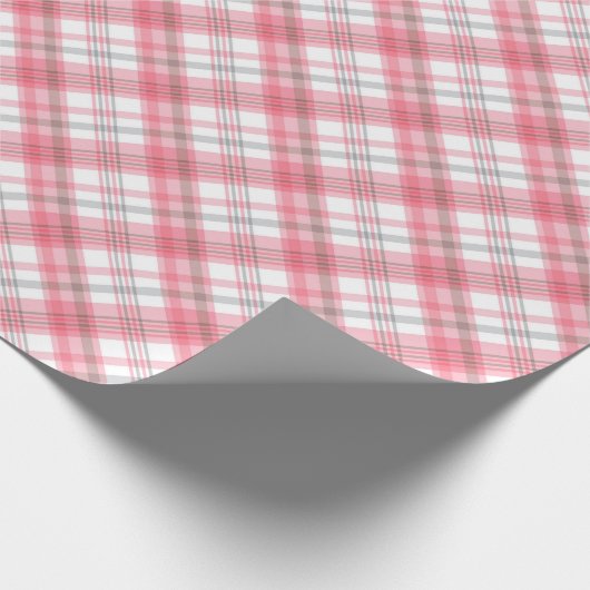 Wunderschönes kariertes Muster in graurosa Rosa Geschenkpapier (Ecke)