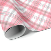 Wunderschönes kariertes Muster in graurosa Rosa Geschenkpapier (Rolleneckpunkt)