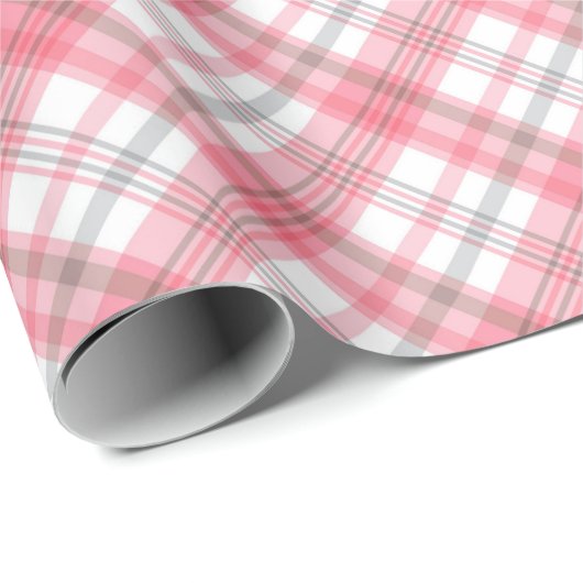 Wunderschönes kariertes Muster in graurosa Rosa Geschenkpapier (Rolleneckpunkt)