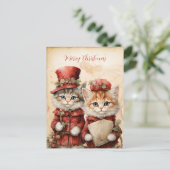 Wunderschönes Kätzchen-Paar Weihnachten Postkarte (Stehend Vorderseite)