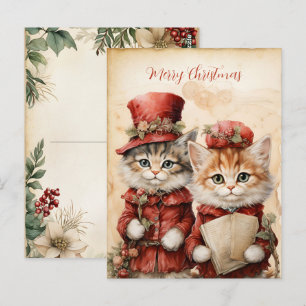 Wunderschönes Kätzchen-Paar Weihnachten Postkarte