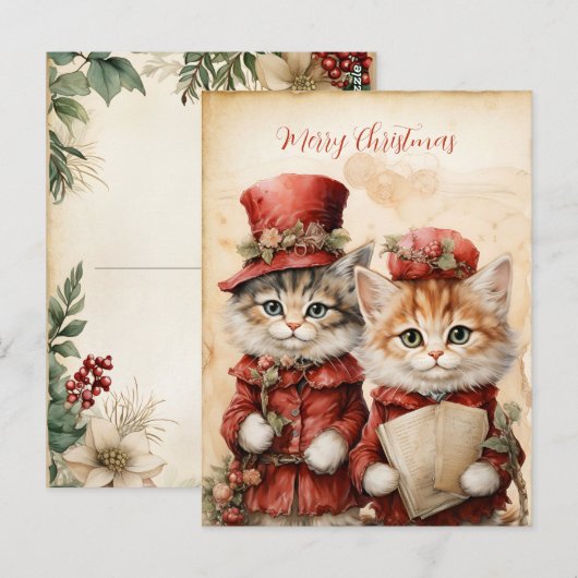 Wunderschönes Kätzchen-Paar Weihnachten Postkarte (Vorne/Hinten)